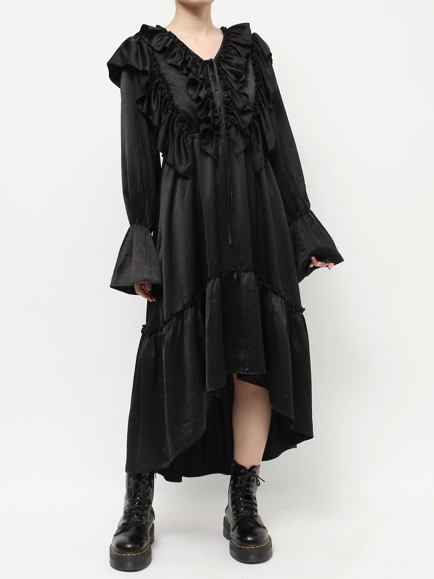 MSGM 定価5万 レパードラッフルフリル楽ちんTシャツワンピース