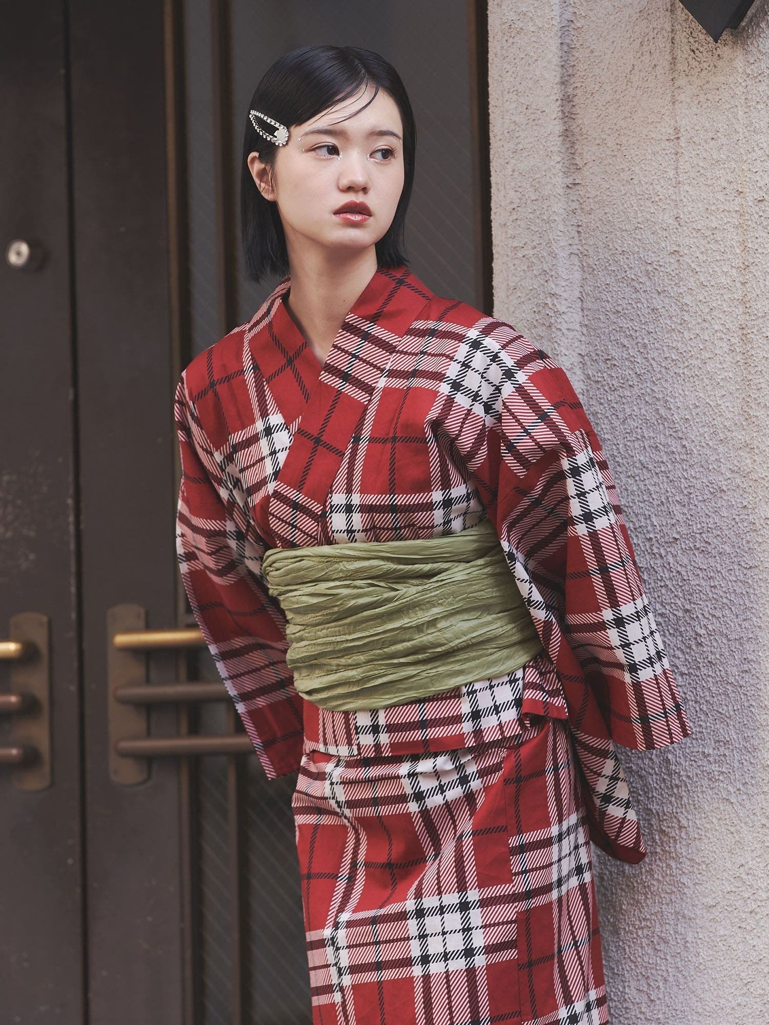 【jouetieオリジナル】タータンチェックセパレート浴衣セット jouetieオリジナル】タータンチェックセパレート浴衣セット[品番