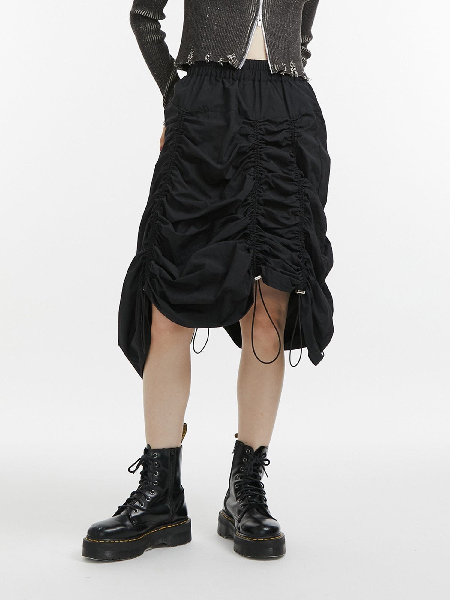 アシメギャザーミディスカート[品番：MKSW0065990]｜jouetie