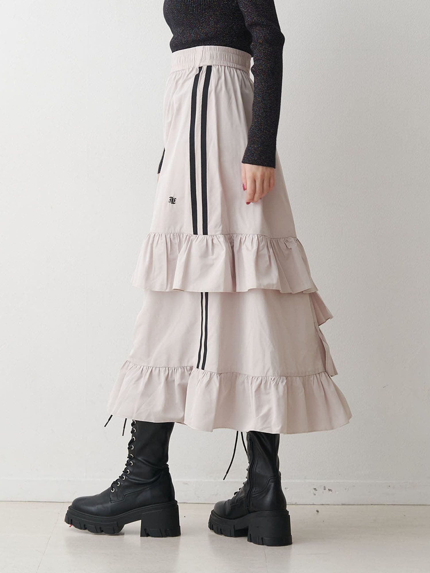 WEB限定】ラインフリルフレアスカート[品番：MKSW0066848]｜jouetie