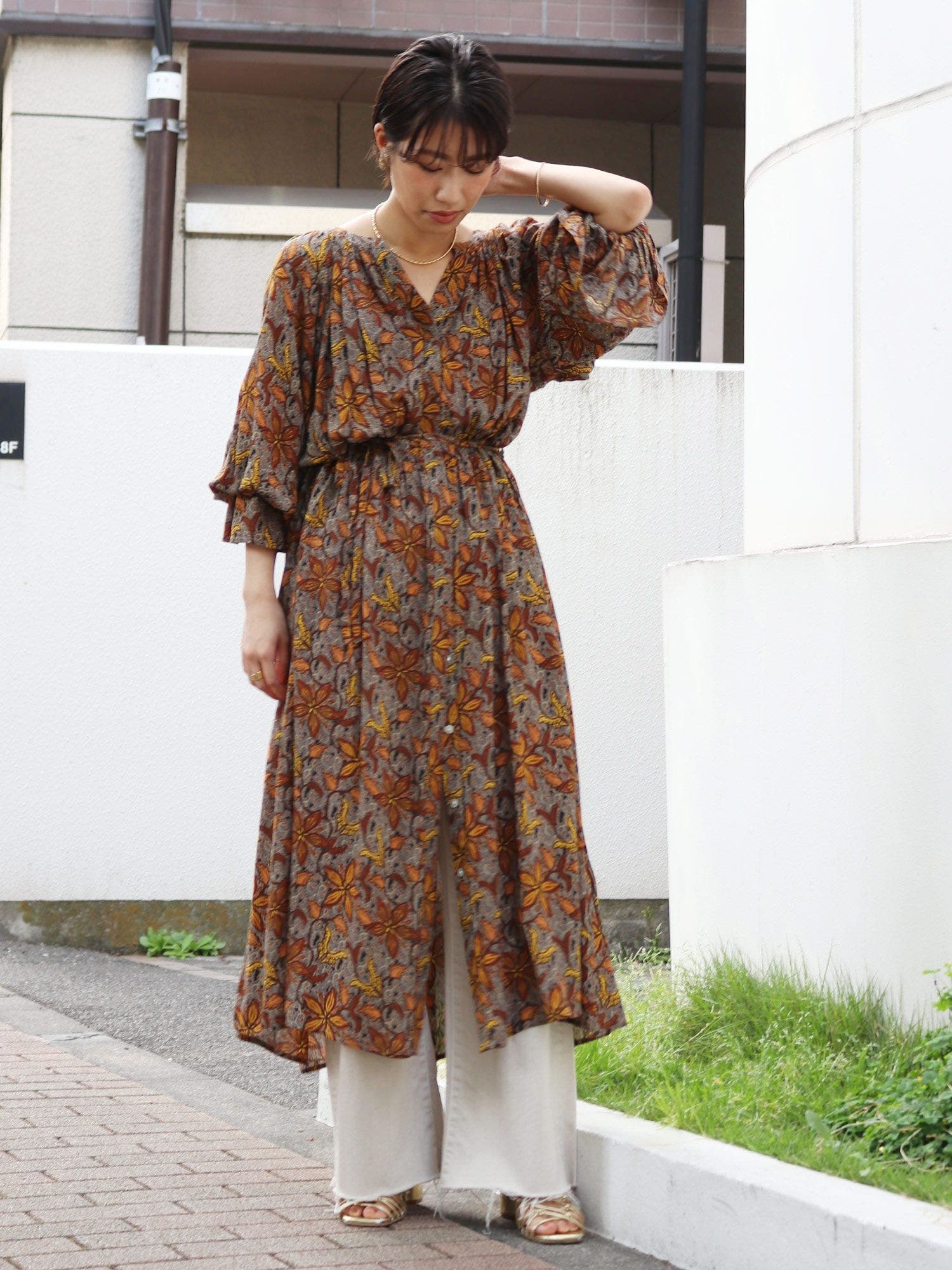 バティックプリントガウンワンピース[品番：MKSW0030628