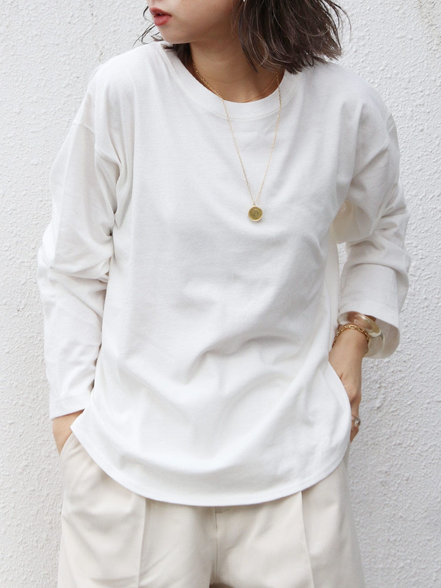 ungrid VネックロングスリーブTee Ungrid（アングリッド） tシャツ シアーフィットロングスリーブTee