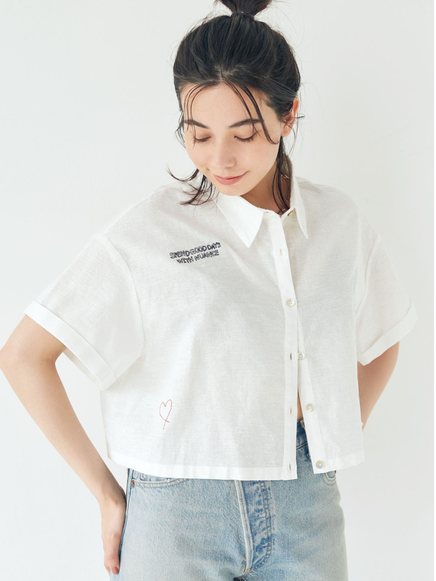 セール】刺繍ハーフスリーブシャツ（シャツ/ブラウス）｜Ungrid