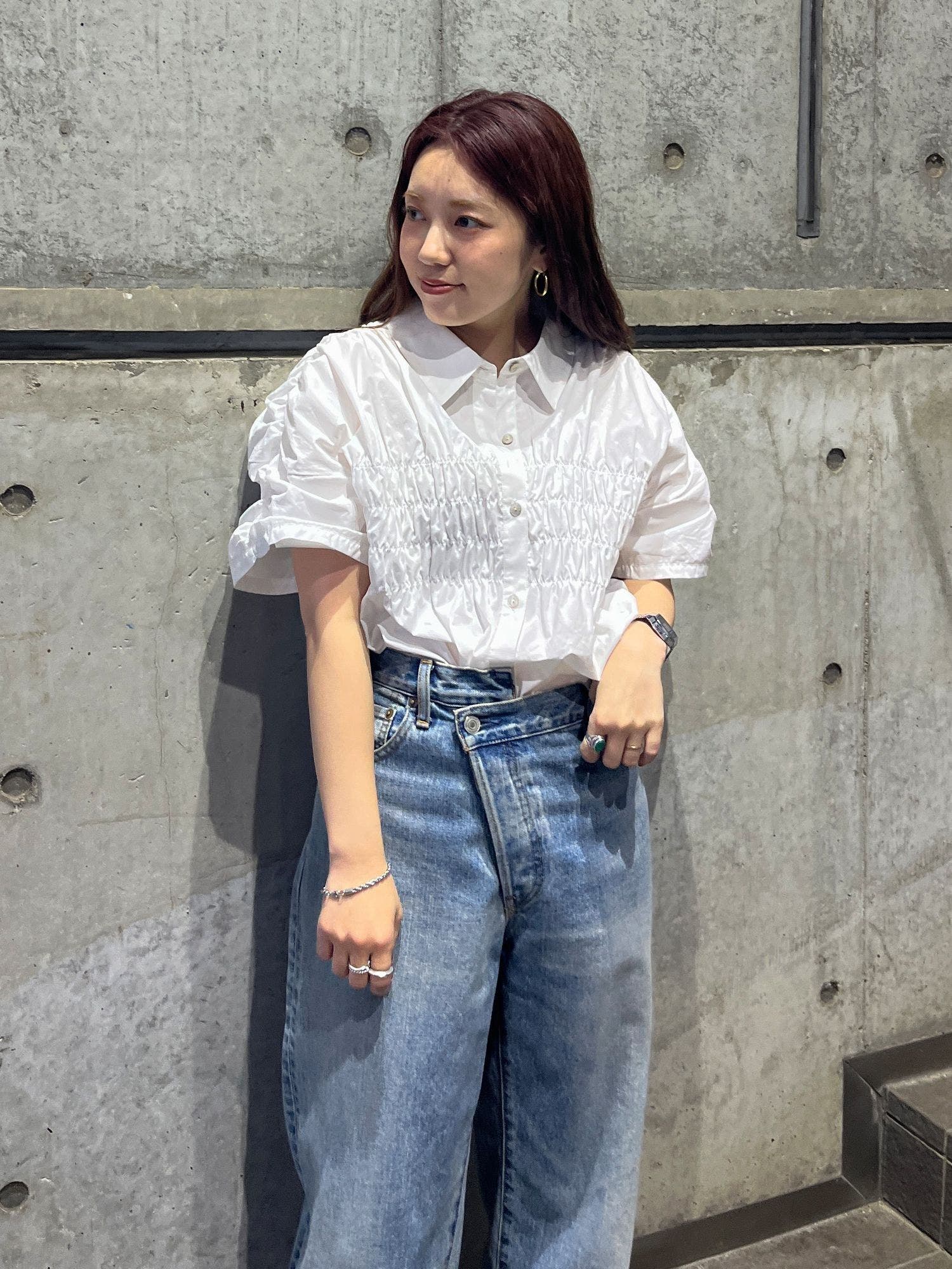 美品♡ Ungrid ハーフスリーブギャザーシャツ ハーフスリーブギャザーシャツ（シャツ/ブラウス）｜Ungrid