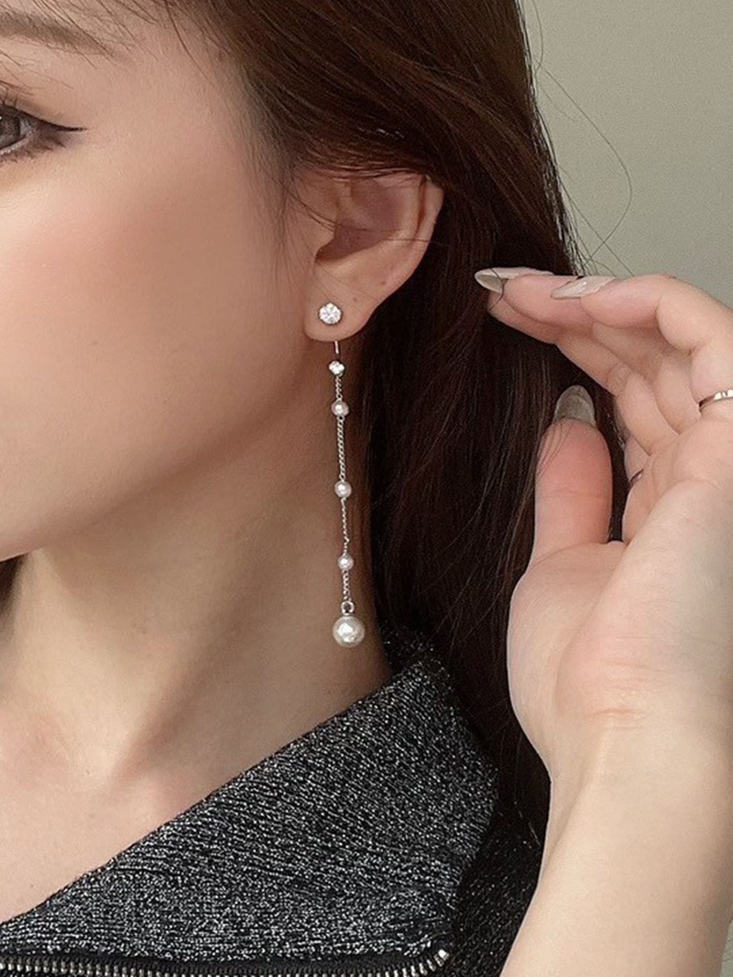 1058 キラキラ✨シンプル メンズにも✨ メタルビーズ フープピアス