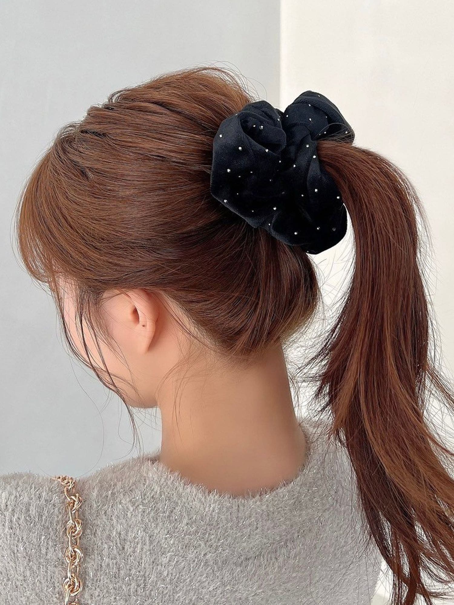 【SEAL限定商品】 ポイントストーンベロアシュシュ[品番：MKSW0059626]｜RESEXXY ヘアアクセサリー