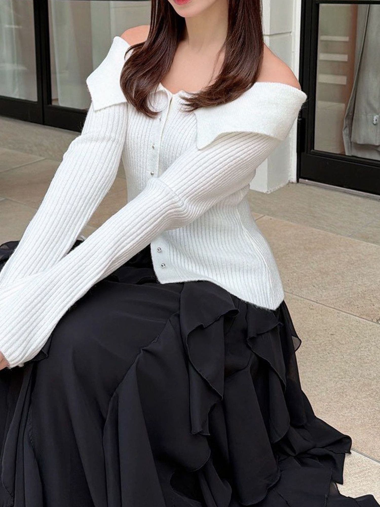 ビッグカラーニットトップス[品番：MKSW0068789]｜RESEXXY（リゼクシー