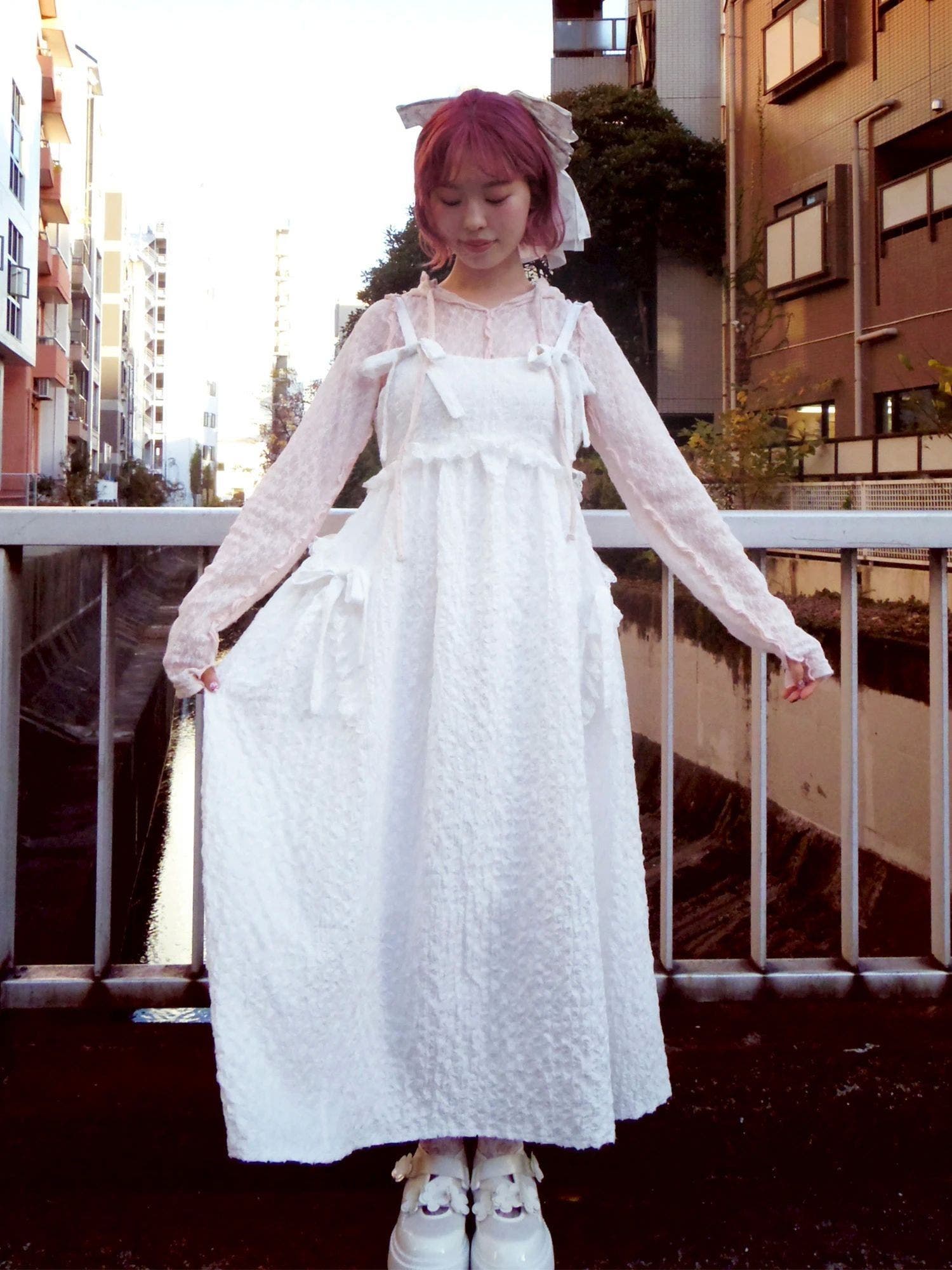 pokopoko ribbon race dress[品番：MKSW0064665]｜merry jenny