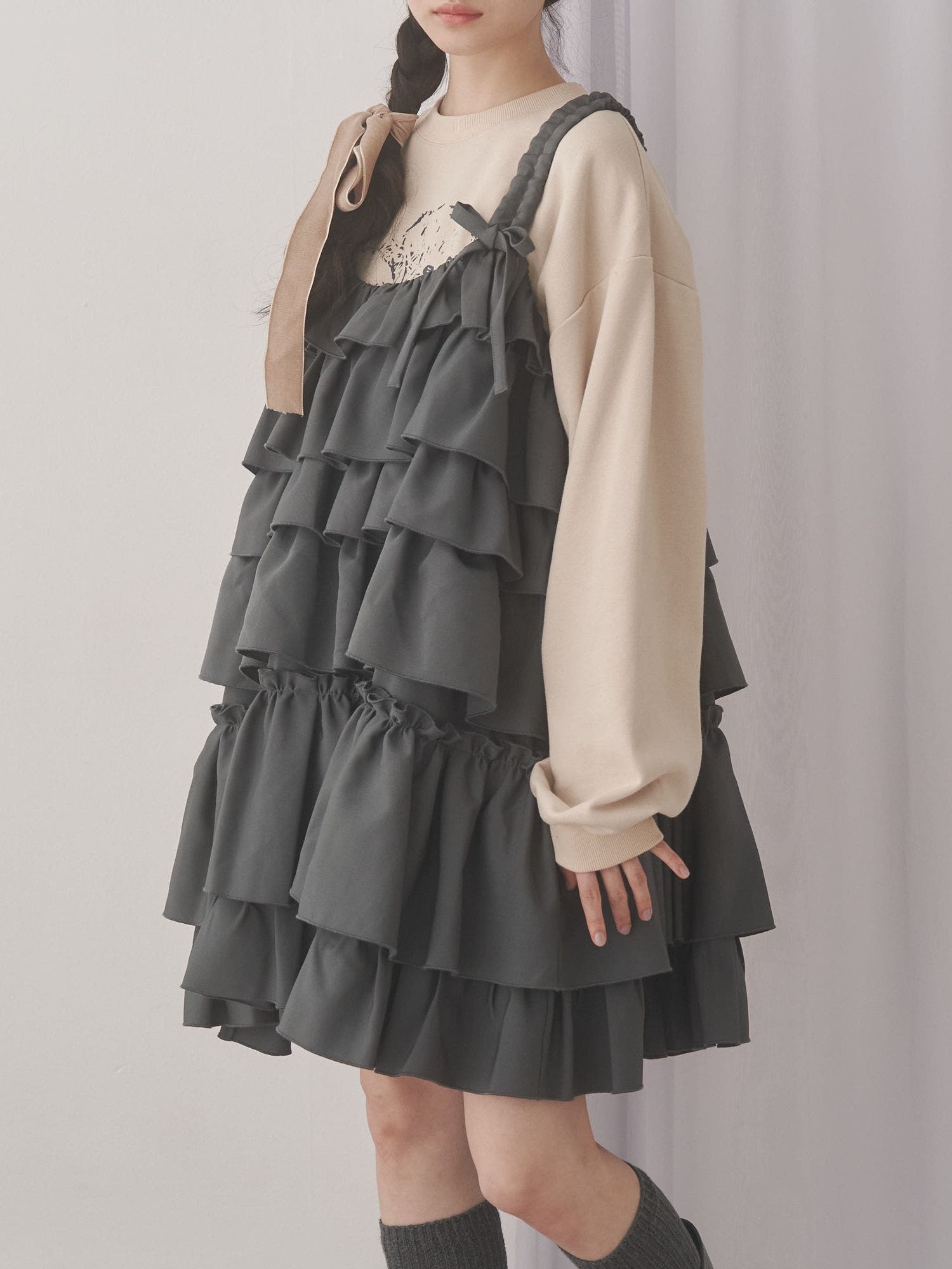 ホイップクリームミニワンピース[品番：MKSW0066256]｜merry jenny