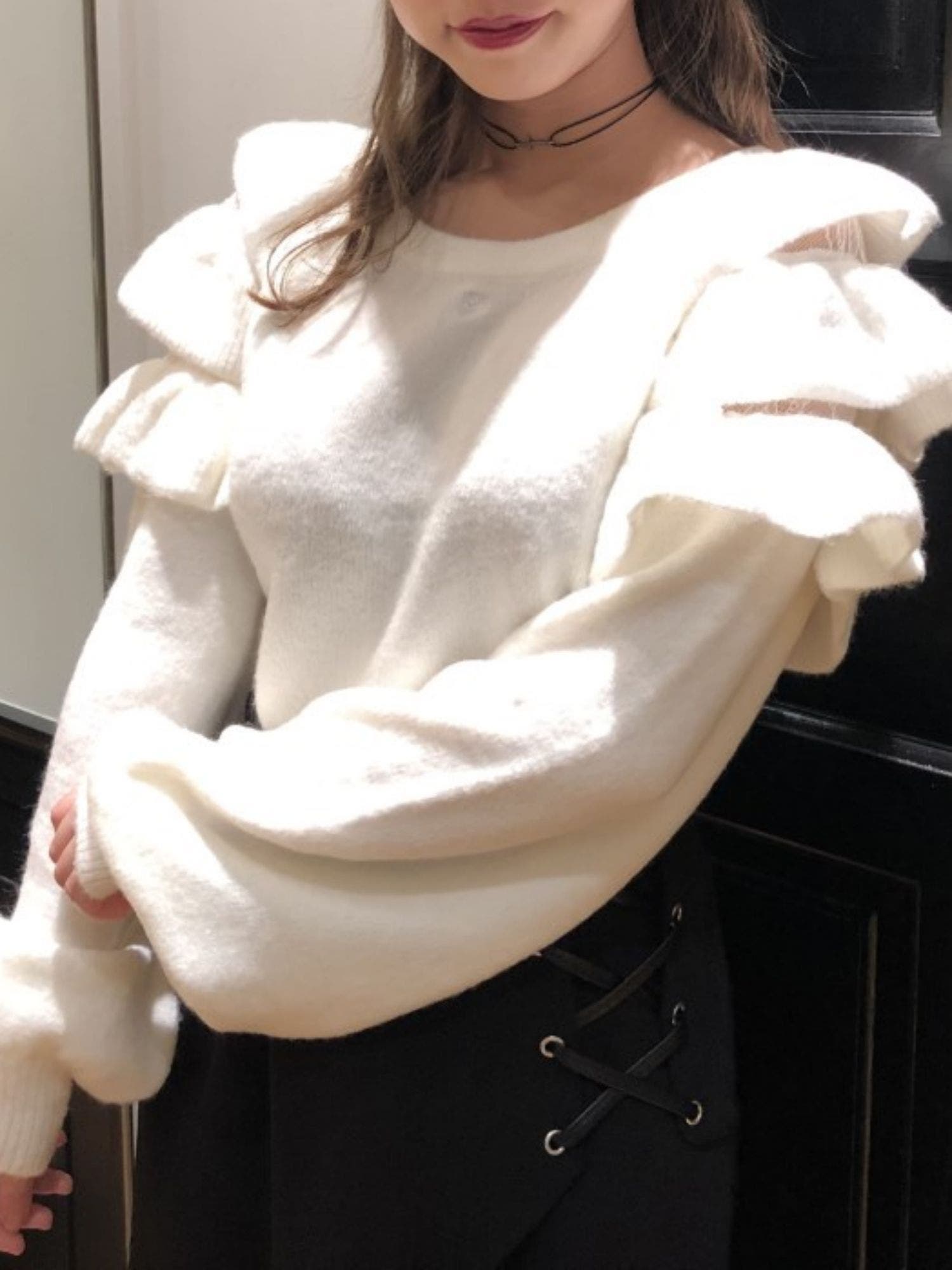 EATME（イートミー）レースコンビフリルニットTOP【LARME 11月掲載】 レースコンビフリルニットTOP【LARME 11月掲載】[品番