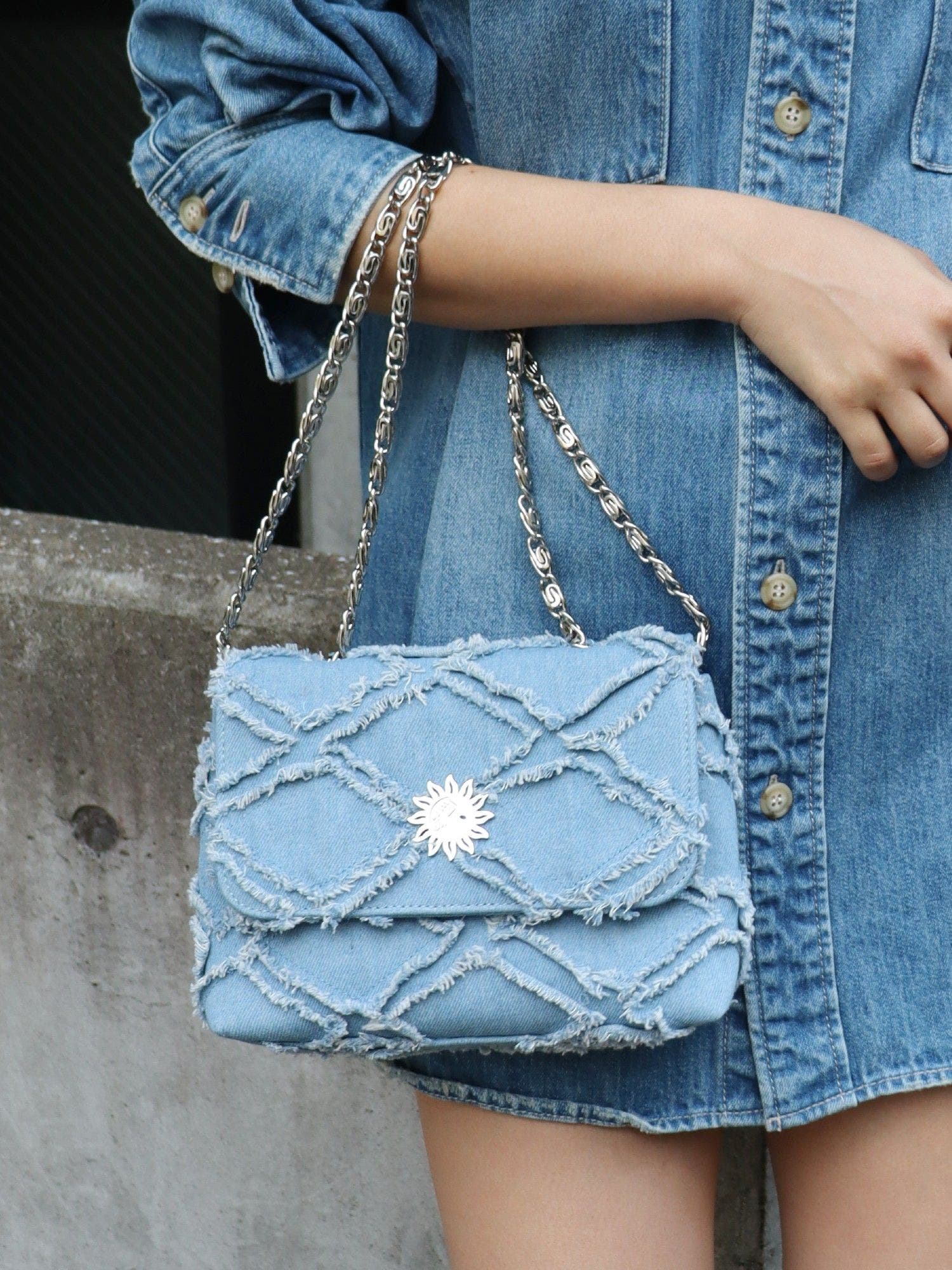 フリンジデニムショルダーBAG[品番：MKSW0055091]｜EVRIS