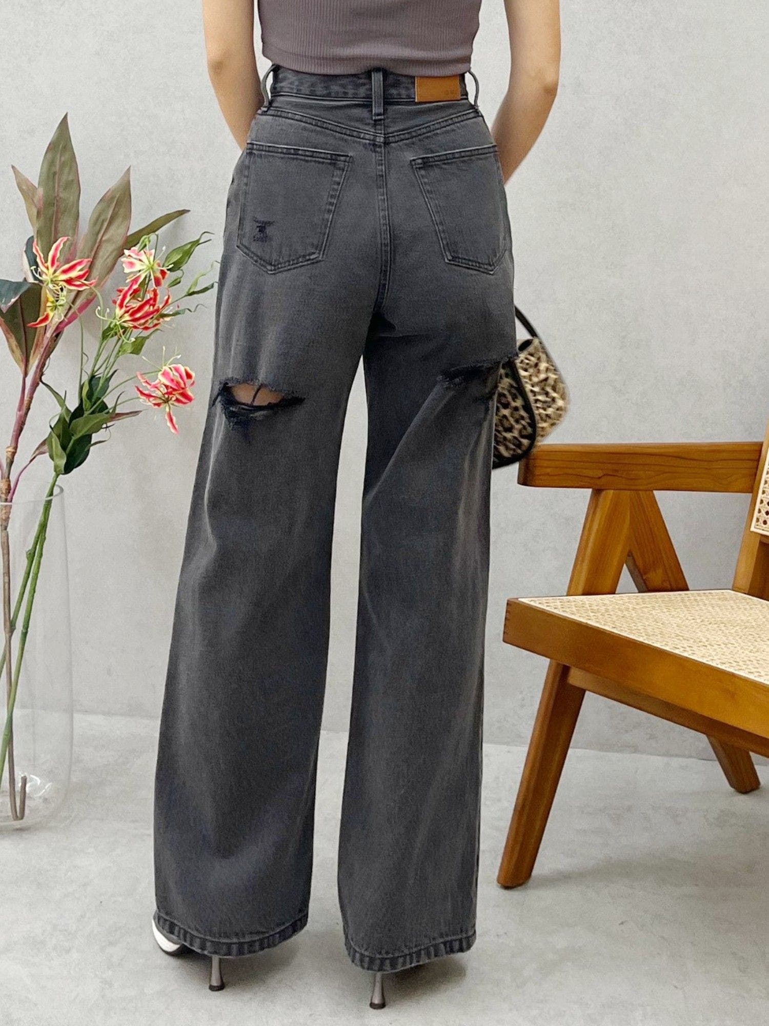 BACKスラッシュワイドデニムパンツ[品番：MKSW0059168]｜EVRIS