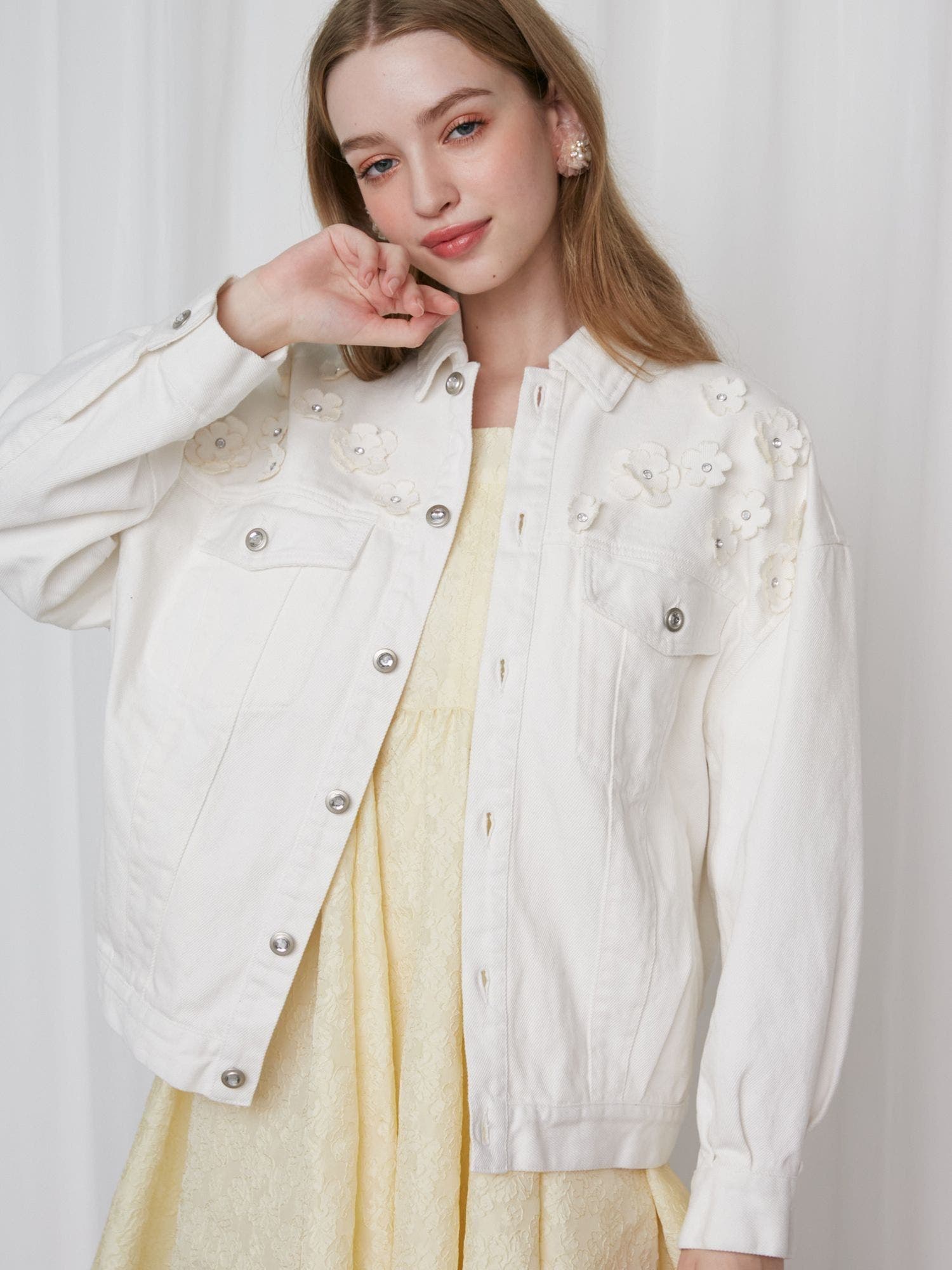 3D FLOWER DENIM BLOUSON/3Dフラワーデニムブルゾン[品番 3D FLOWER DENIM BLOUSON/3Dフラワーデニムブルゾン[品番