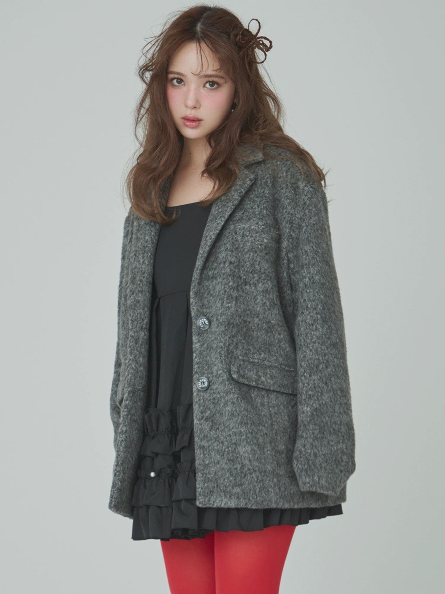 ミニシャギーテーラードコート[品番：MKSW0066987]｜CALNAMUR