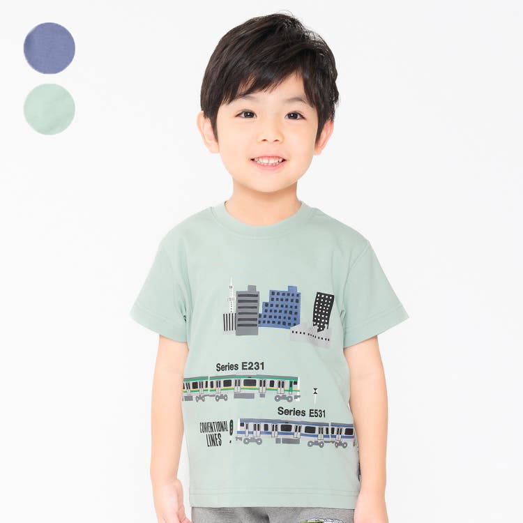 moujonjonJR在来線電車街並み半袖Tシャツ 100cm～130cm[品番