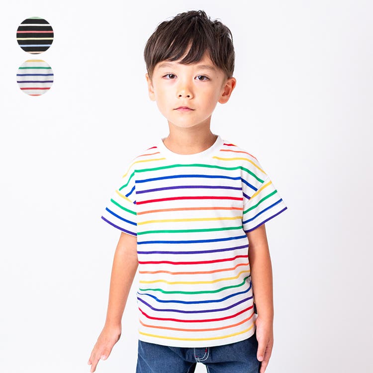 カラフルボーダー　半袖Tシャツ カラフルボーダー半袖Tシャツ 80cm～140cm M32807[品番：MTIK0010782
