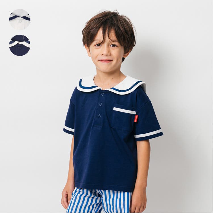 セーラー衿半袖Tシャツ[品番：MTIK0011579]｜こどもの森e-shop