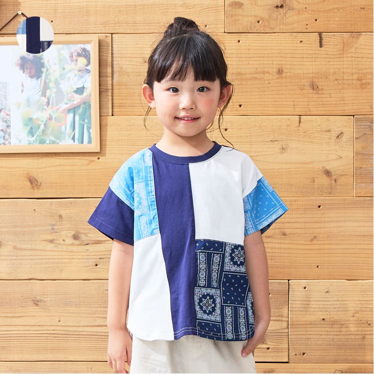 バンダナ柄切替半袖Tシャツ[品番：MTIK0011738]｜こどもの森e-shop