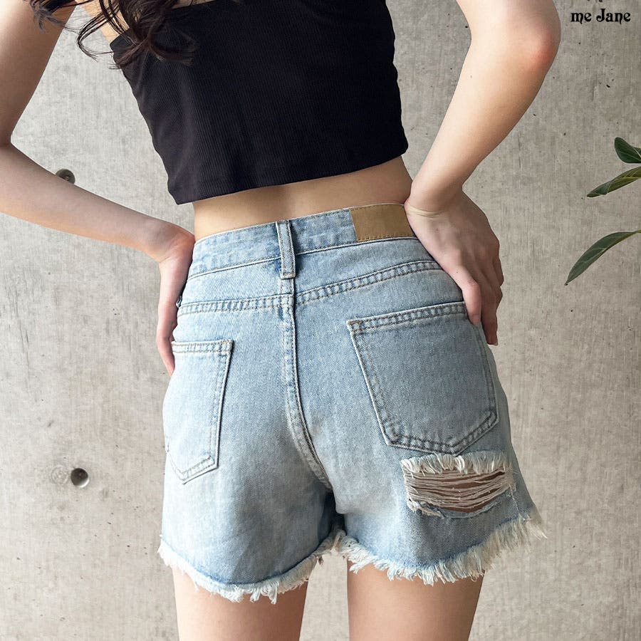 Good American ショートパンツ デニム カットアウト ダメージ GOOD AMERICAN デニム ショートパンツ ダメージ加工 | THE