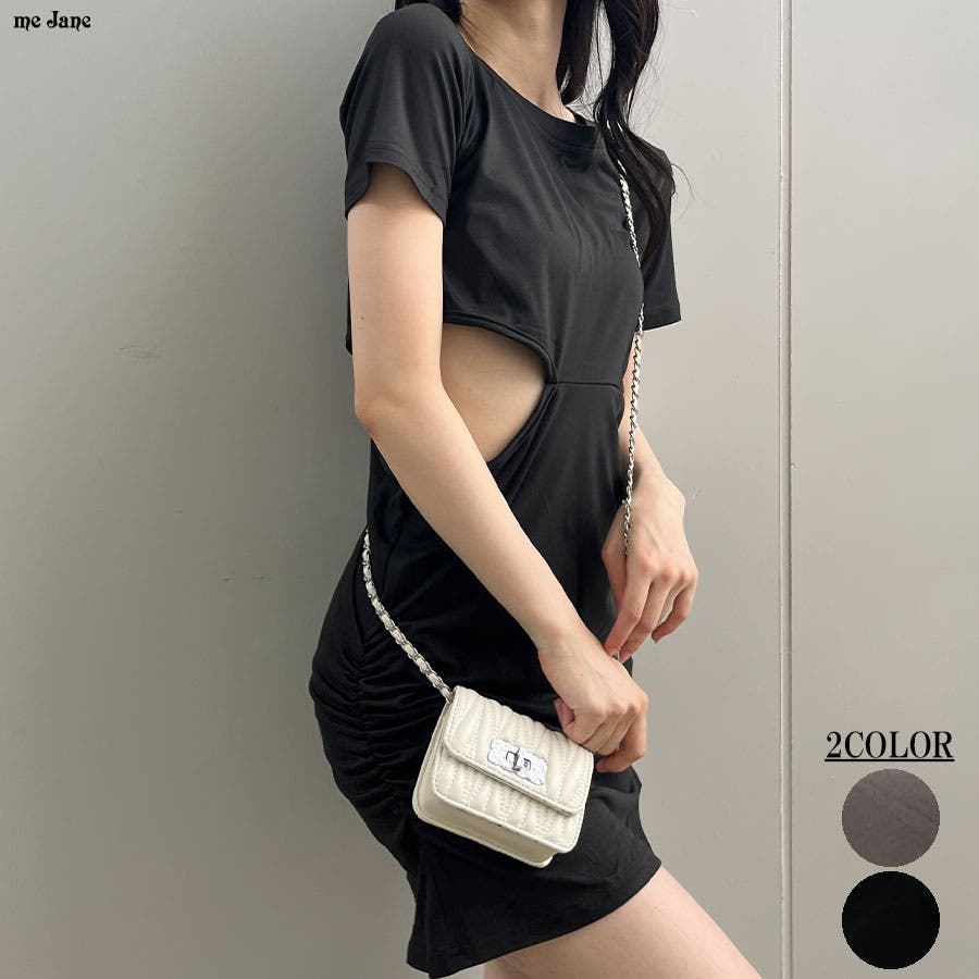 ウエストカットアウトミニワンピース[品番：MJNW0002228]｜me