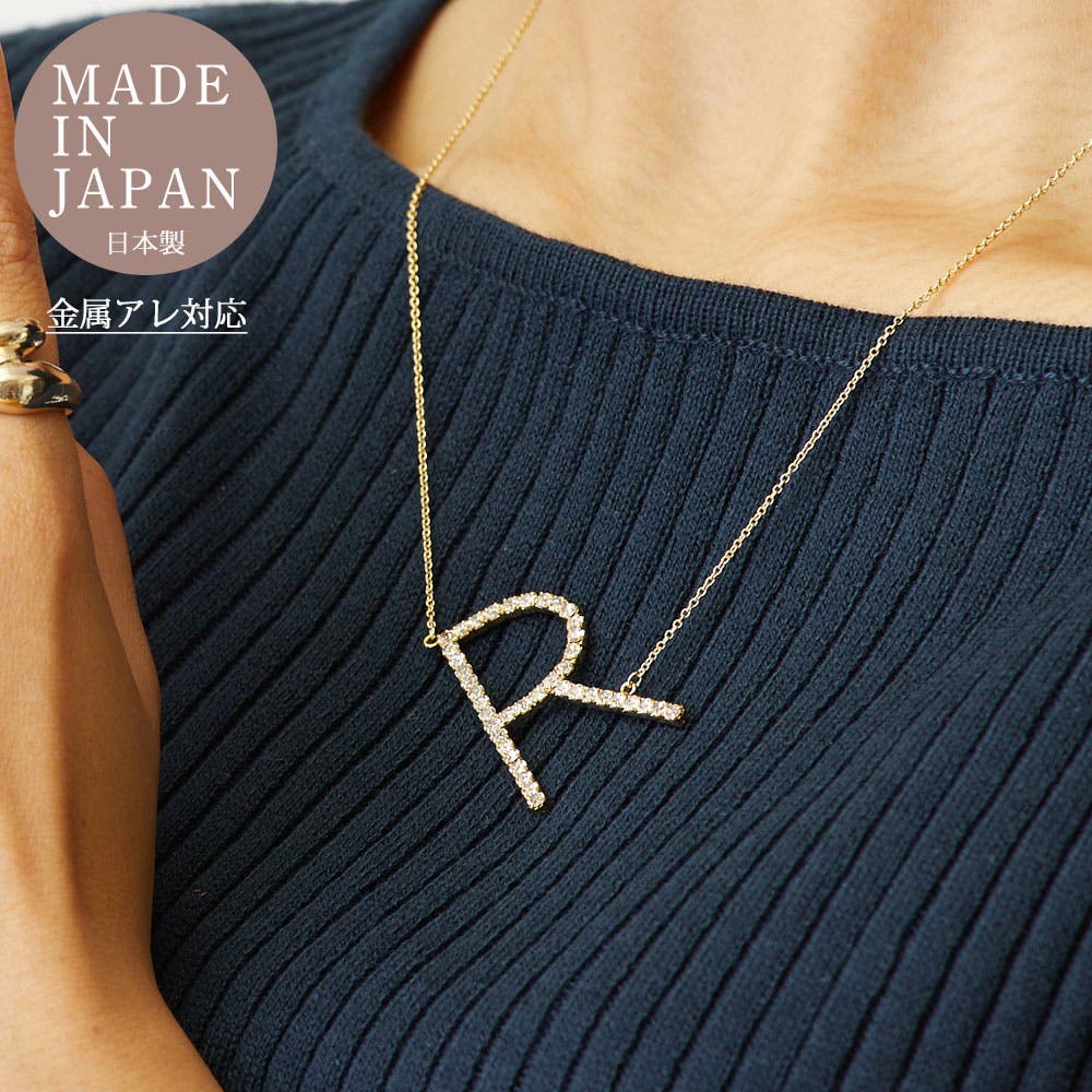 イニシャルネックレス レディース 斜め[品番：MLOA0003005]｜Melody