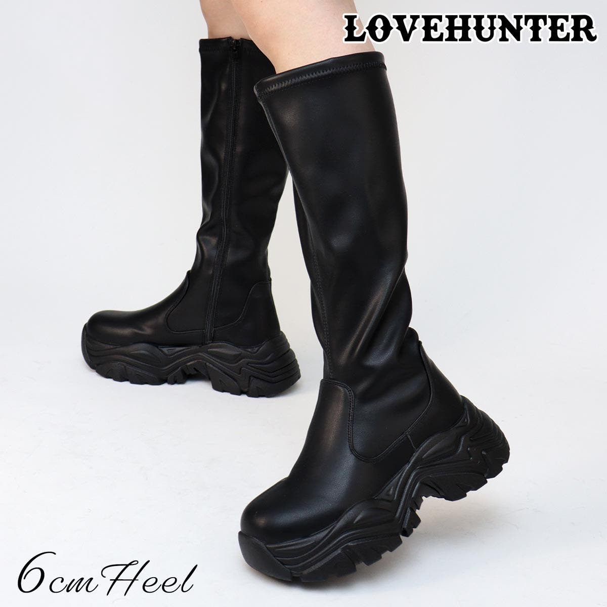 rin、厚底 ロングブーツ size26.5cmあり】ゴシックレースアップロングブーツ17cm | 厚底