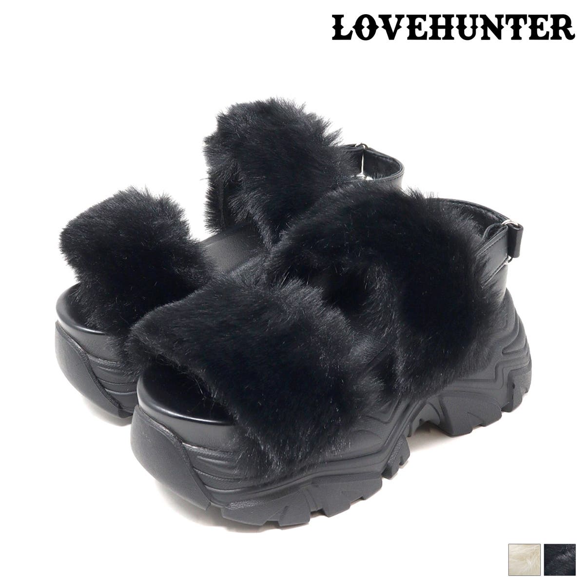 9.5cmヒール ワンピース オフィス 厚底ファーサンダル ☆2243[品番