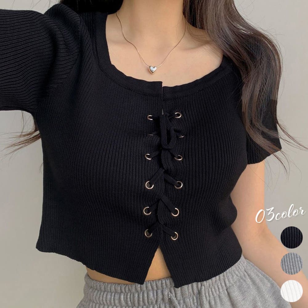 トップス YANYAN ROMY MICROSTRIPE MINI DORESS サマーニット ショート丈 ニットトップス[品番：II000010736