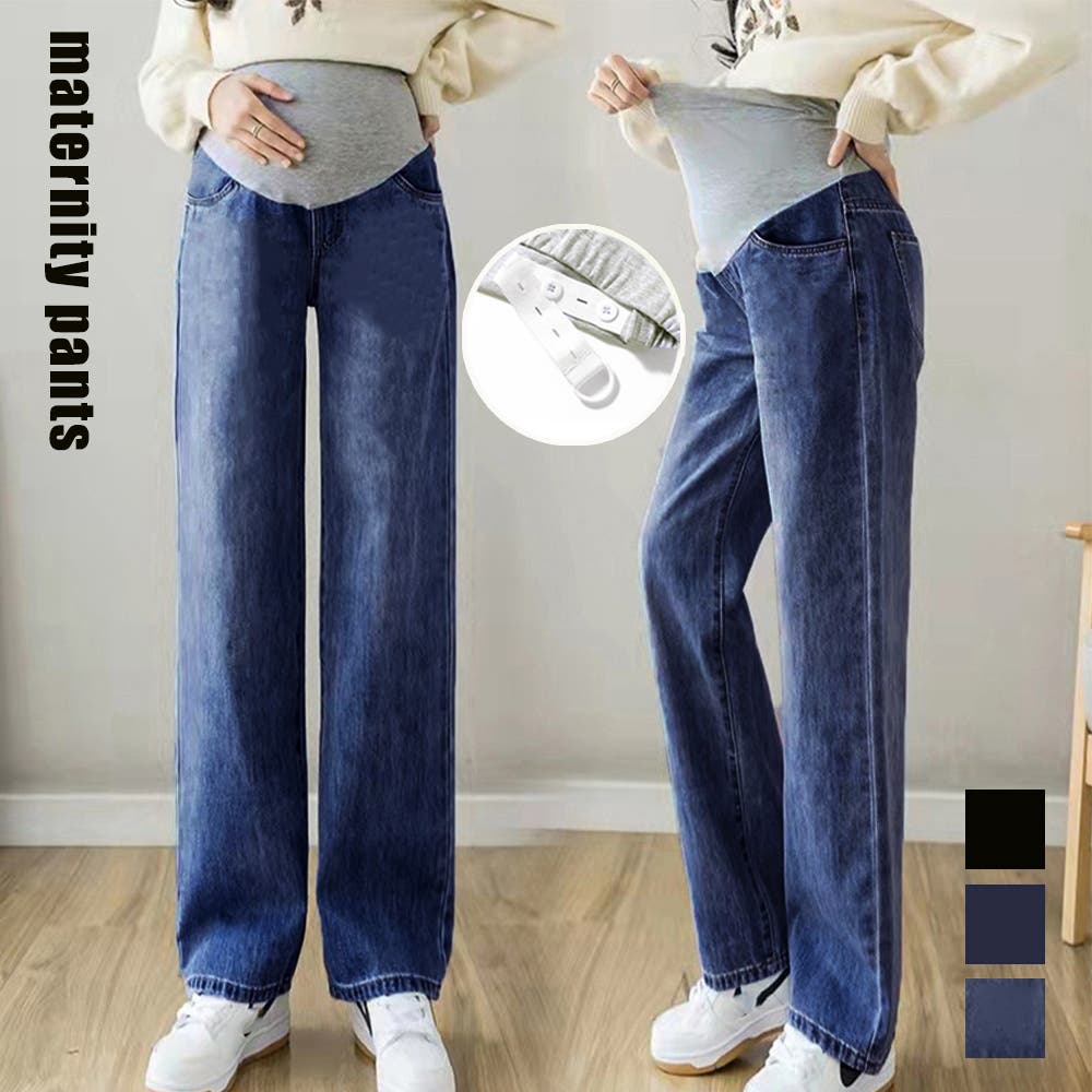 マタニティ用♪セミワイドデニムパンツ♪[品番：RKKW0002009