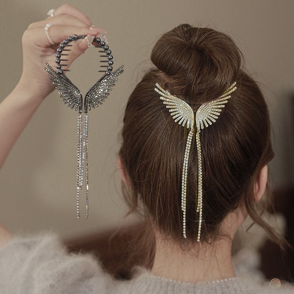 天使の翼ヘアアクセサリー お団子クリップ[品番：II000010365
