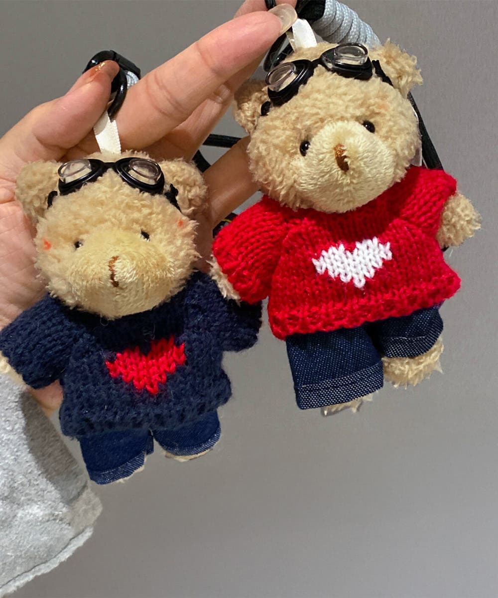 ハンドメイド❉ミニ双子ドールチャーム＆くまチャーム❉バッグチャーム 80pch-001-s1.jpg