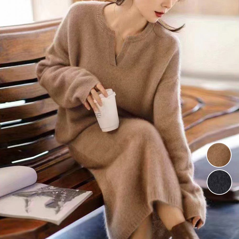 こなれ感 ニットセットアップ 上品韓国風[品番：II000009686