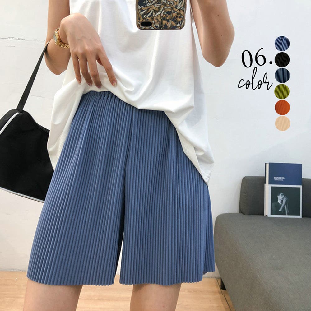パンツ カット可能細プリーツワイドパンツ レディース