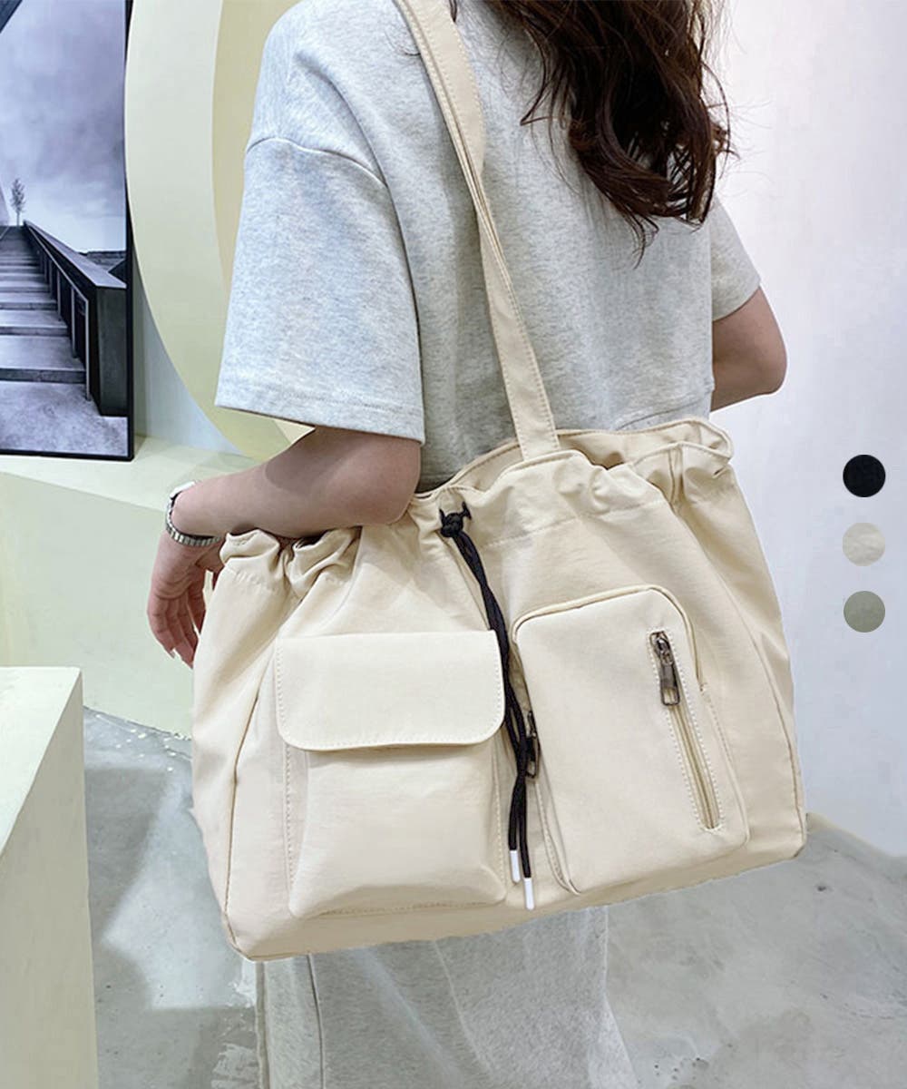 ナイロン巾着バッグ トートバッグ 大容量[品番：II000011876