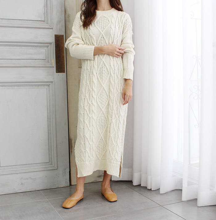 ケーブルニットワンピース[品番：MDRW0004006]｜MODE ROBE（モード