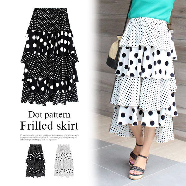 ドットフリルスカート ドット フリル[品番：MDRW0003070]｜MODE ROBE