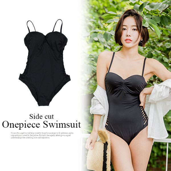 サイドカットワンピース水着 モノキニ スイムウェア[品番