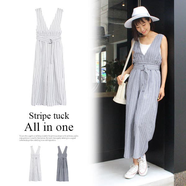 ネストローブ ストライプオールインワン nest Robe - It's ME サッカーストライプサロペット nest robe
