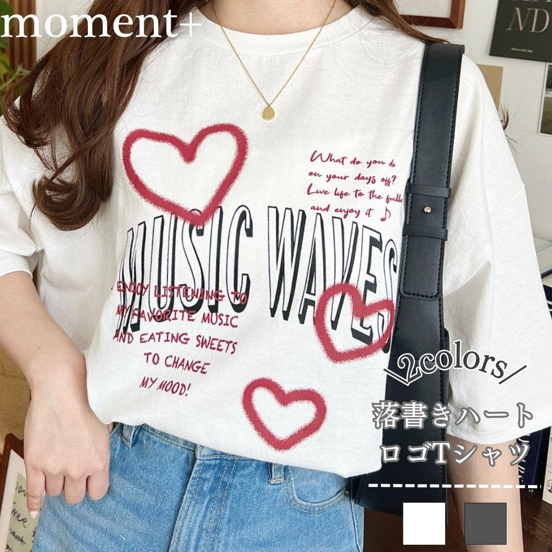 落書きハートロゴ半袖Tシャツ[品番：ERMW0000194]｜moment+