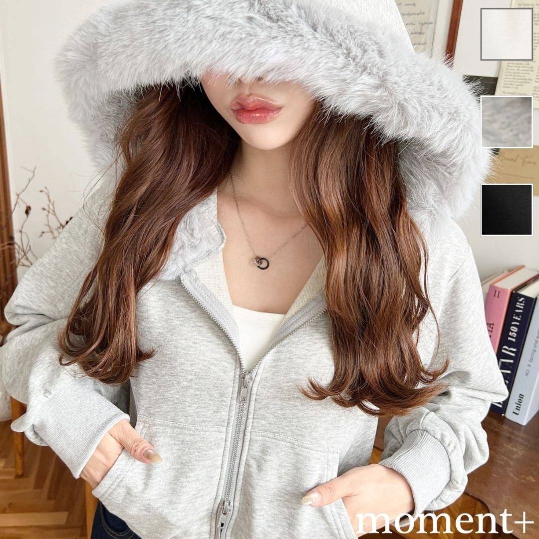 SCULPTOR ファーフード付きショート丈パーカー SCULPTOR】 ファー