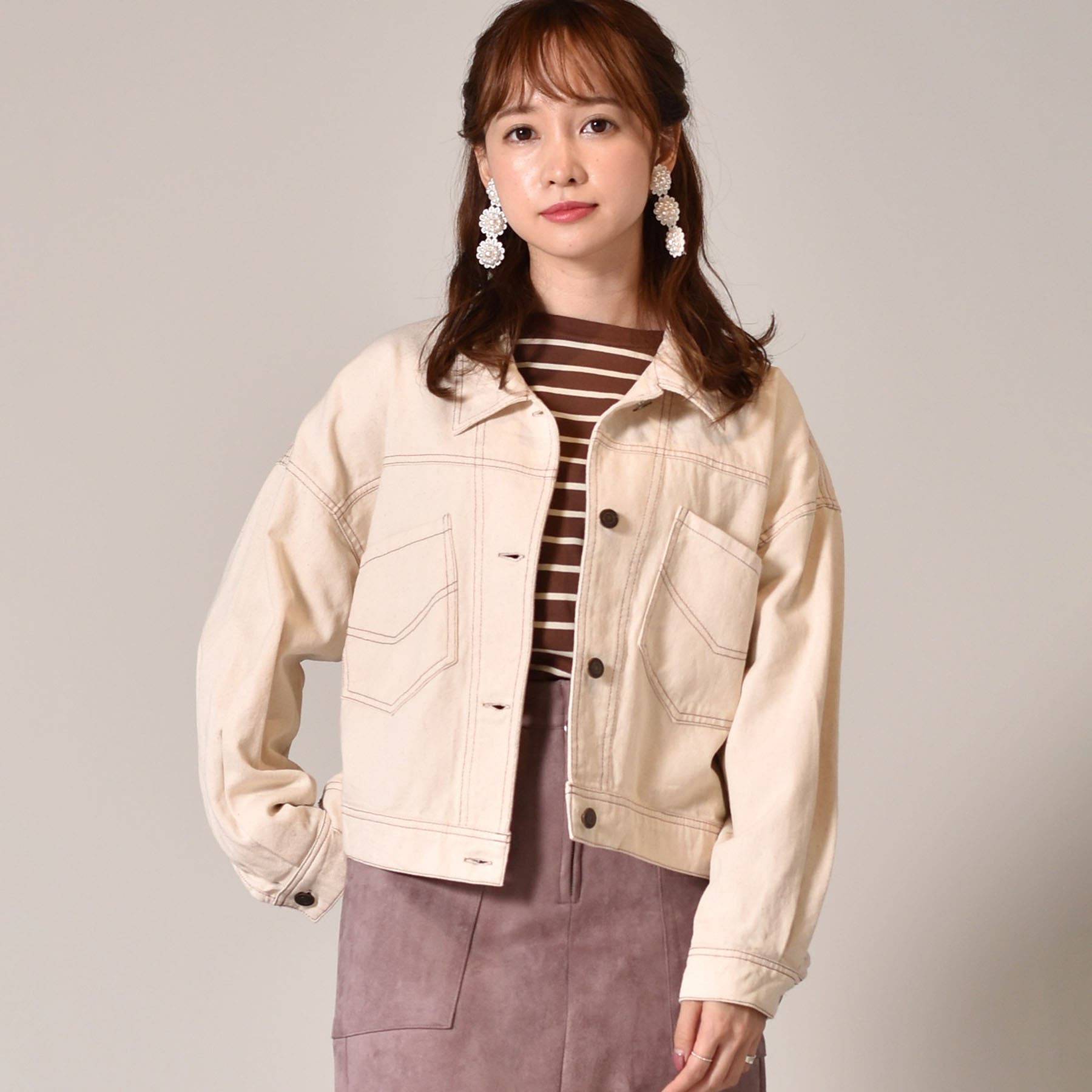 ◇Emsexcite◇ 配色ステッチGジャン[品番：RTGW0002239]｜RETRO GIRL