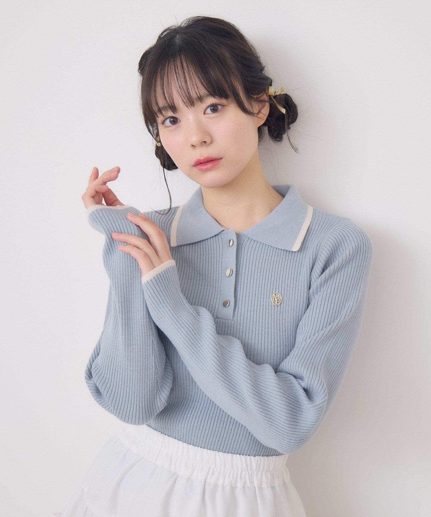 襟バイカラーリブNTPO[品番：RTGW0008662]｜RETRO GIRL（レトロ
