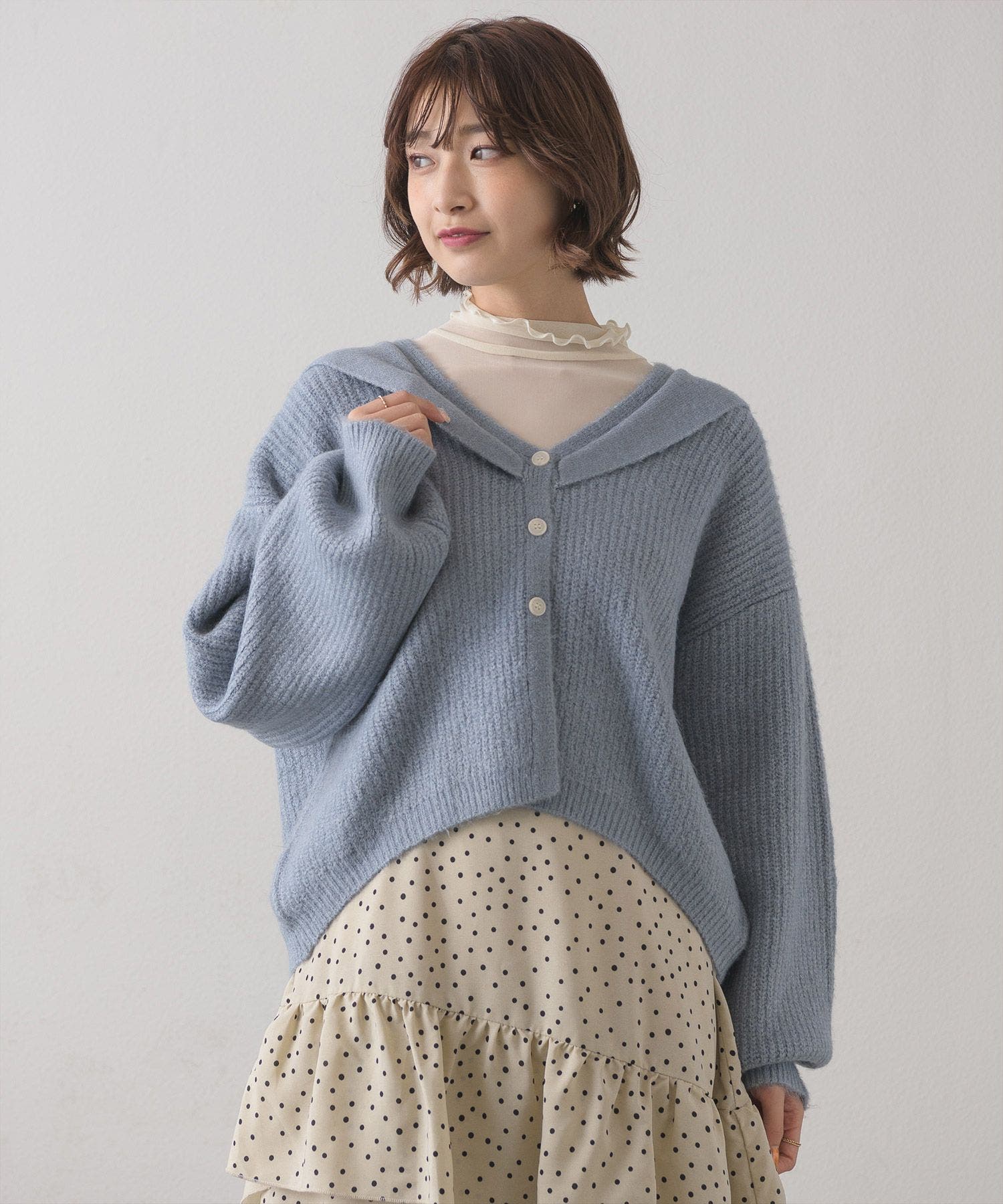 Heather カーディガン セーラーカラーニットカーディガン 996213
