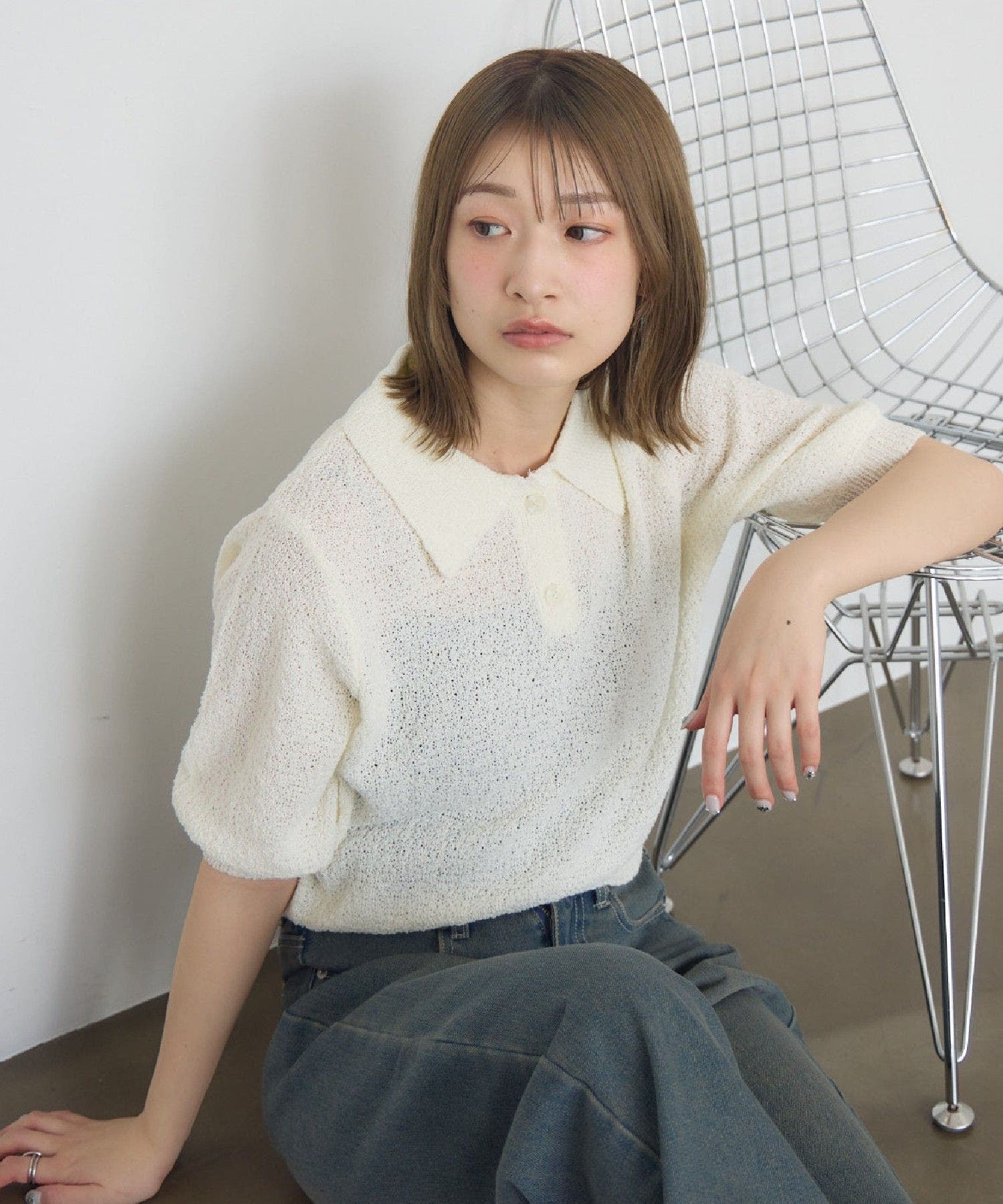 5分袖ポロNT[品番：RTGW0008943]｜RETRO GIRL（レトロガール）の