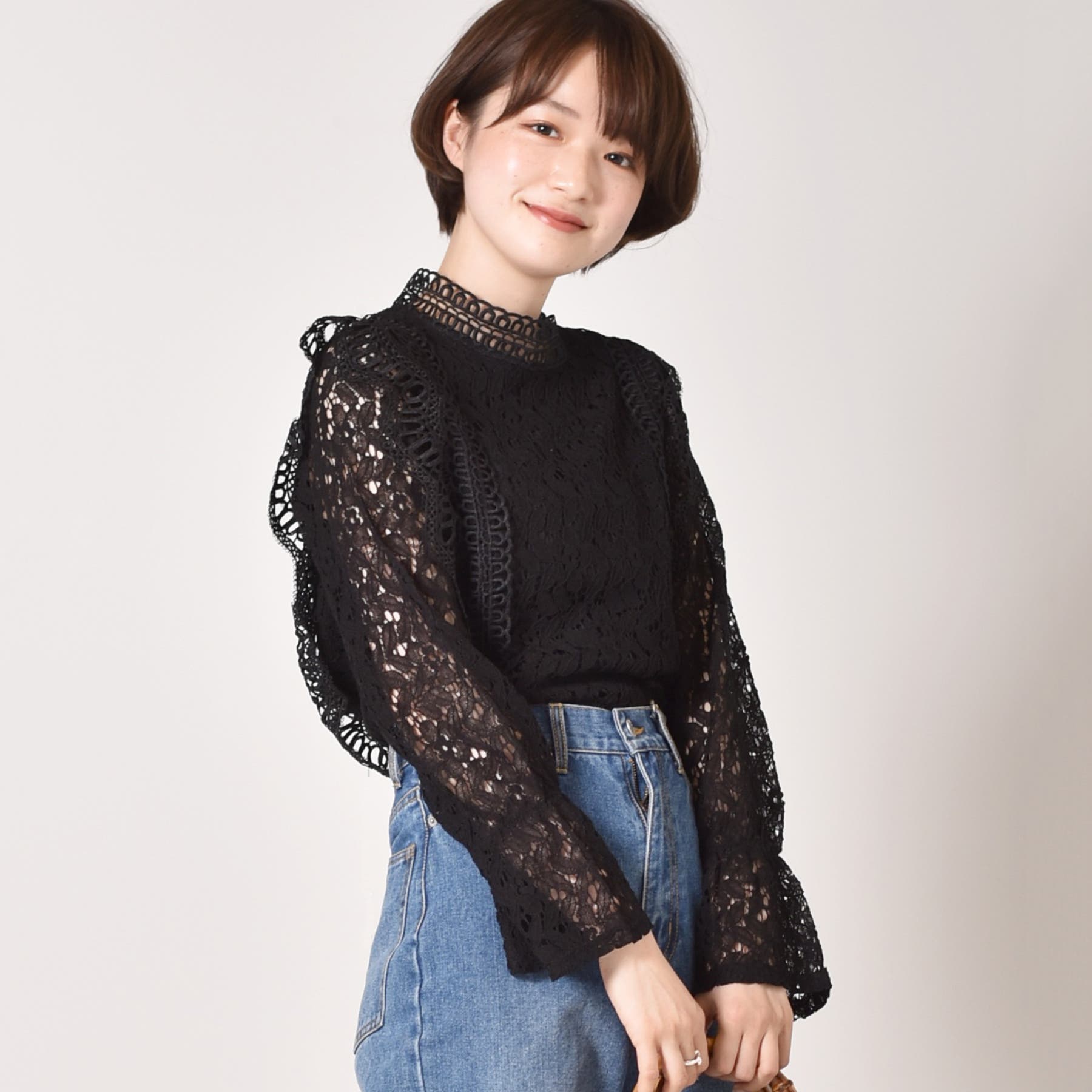 美品★ 麗　Rei レース　ウール100％ リブカットソー　黒 オンラインストア – REI THE LACES CHAMBER