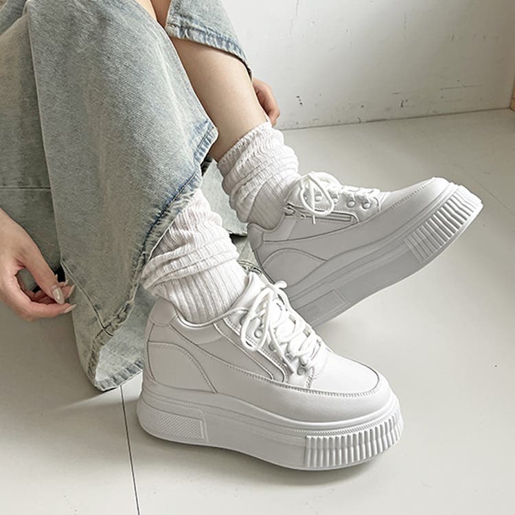 厚底 プラットフォーム インヒール サイドジップ スニーカー5951
