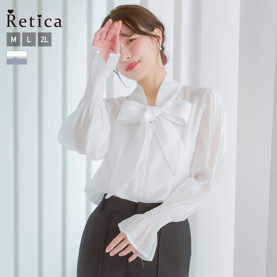 Retica ボウタイリボンフリルシフォンブラウス フォーマル[品番 