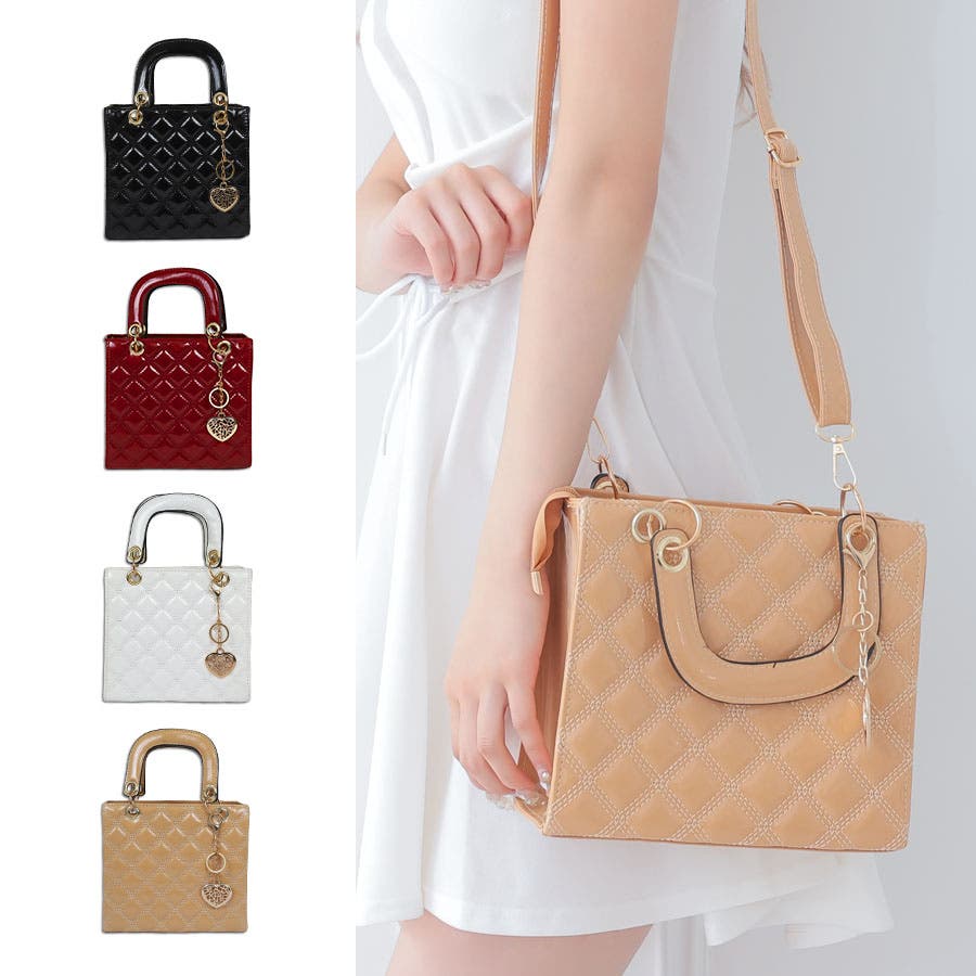 MOSCHINO モスキーノ エナメル ハンドバッグ ハート 肩掛け