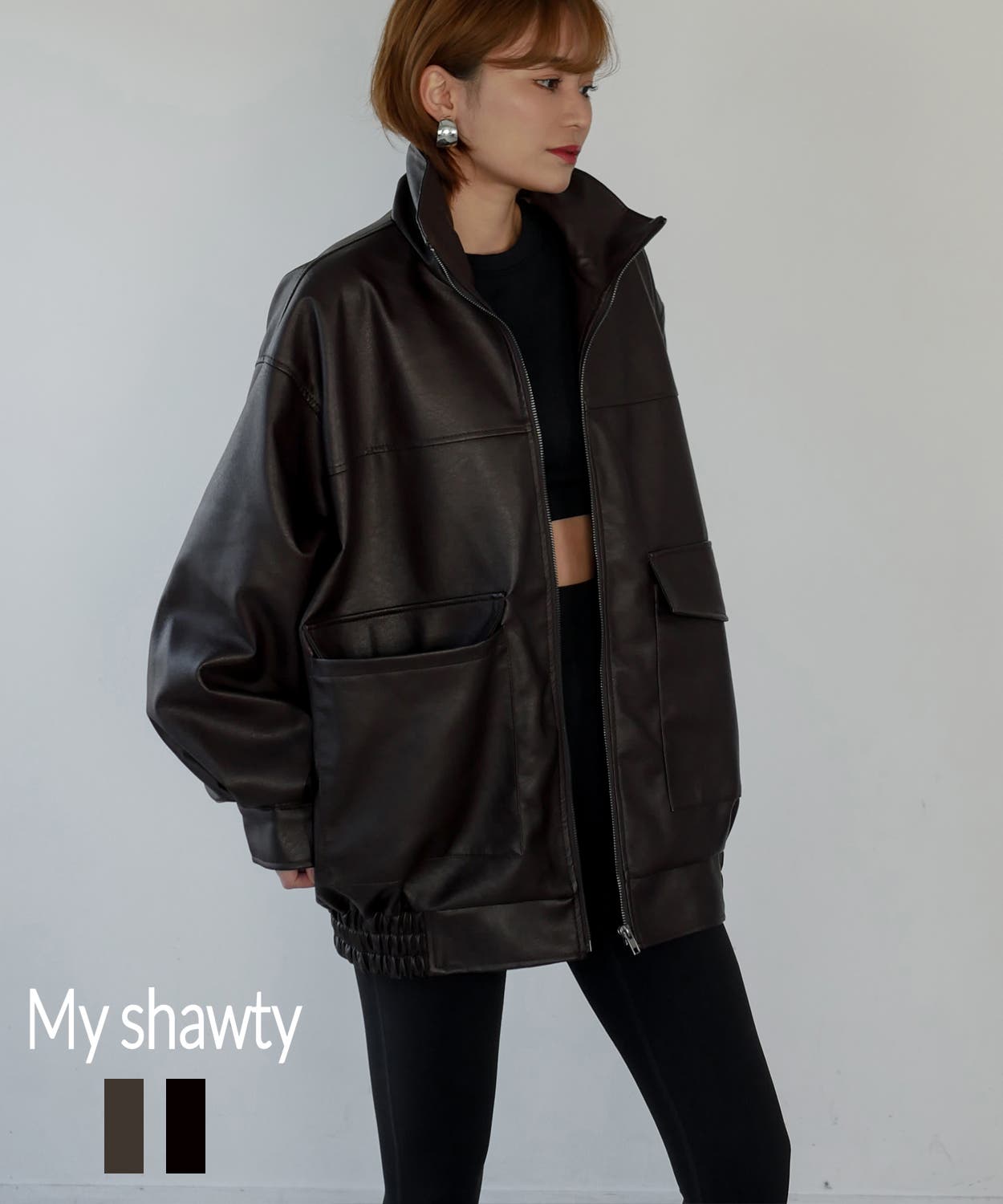 F/LEATHER STAND OVER BLOUSON[品番：MYTW0000039]｜My shawty 