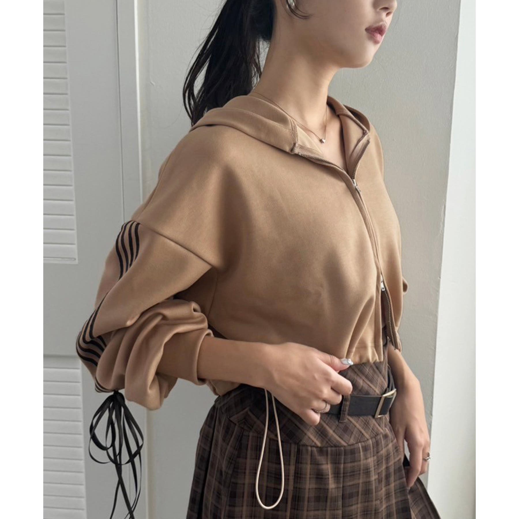 one after another】【ロングシーズン活躍！】袖リボンパーカー[品番